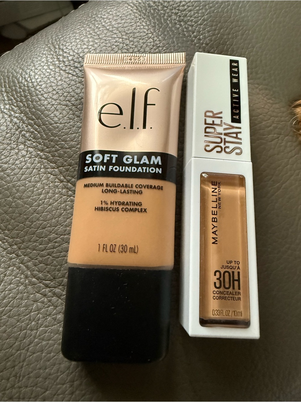 Soft Glam Satin Foundation in tan warm  and 30H concealer